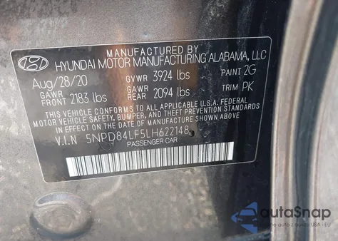 2020 Hyundai Elantra Value Edition from USA, damaged, VIN 5NPD84LF5LH622148